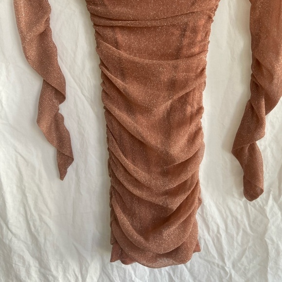 PRIVY long sleeve glitter mini dress in dusty mauve Size Small - Picture 8 of 16